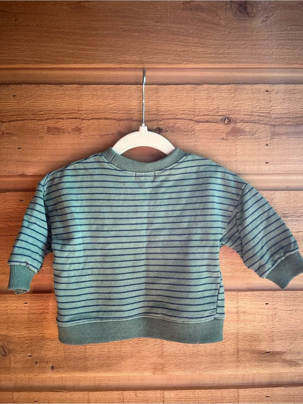 MAISON ME - Baby Striped Green Crewneck Sweatshirt 3-6mo